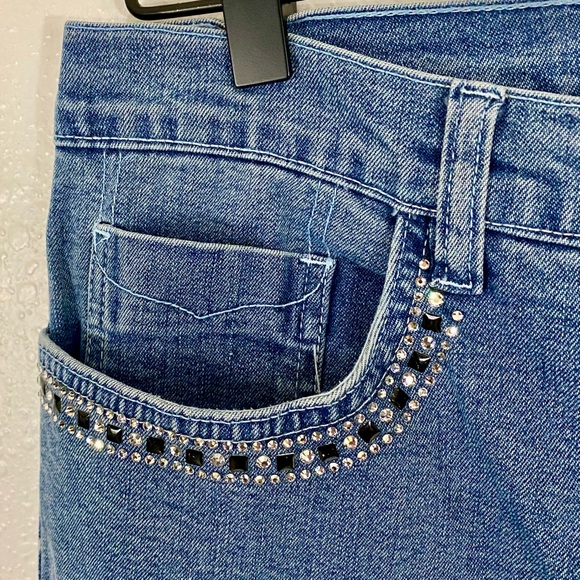 Christine Alexander Boot Cut Denim Jeans Size 6 Rhinestone Embellished - Picture 3 of 11